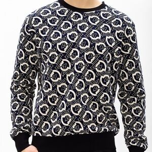 MONCLER Logo-Jacquard Cotton GIROCOLLO TRICOT CREW NECK